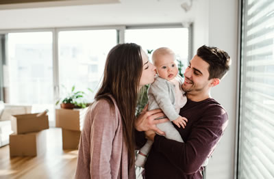 family in new house